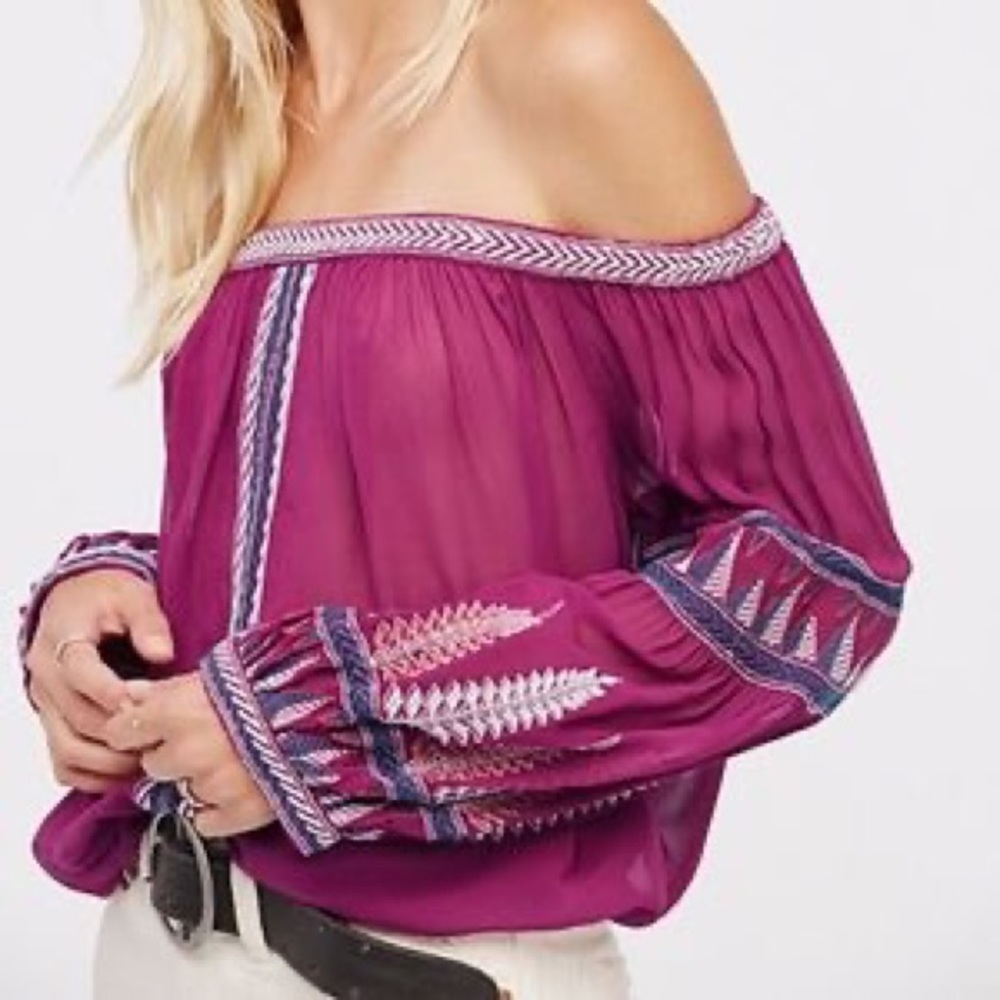 free people dream on embroidered top